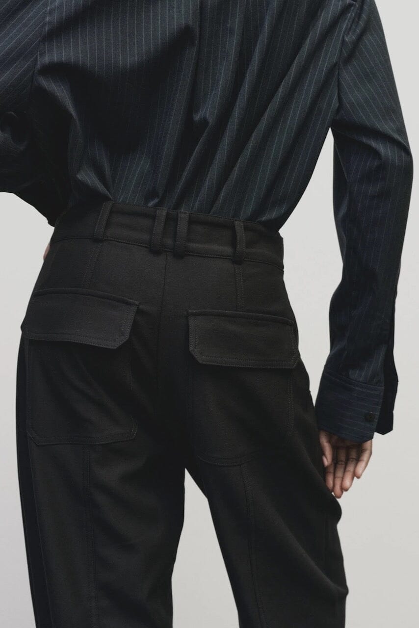 Mijeong Park - Wool Blend Workwear Pants - Navy - Pants - YUCCA, Women’s clothing store Denver, women’s elevated pants.