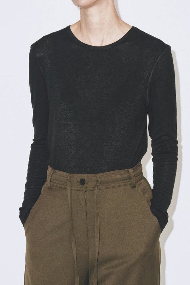 Mijeong Park | Wool Tencel Crewneck In Black - SHOP YUCCA Shirts & Tops MIJEONG PARK - YUCCA 