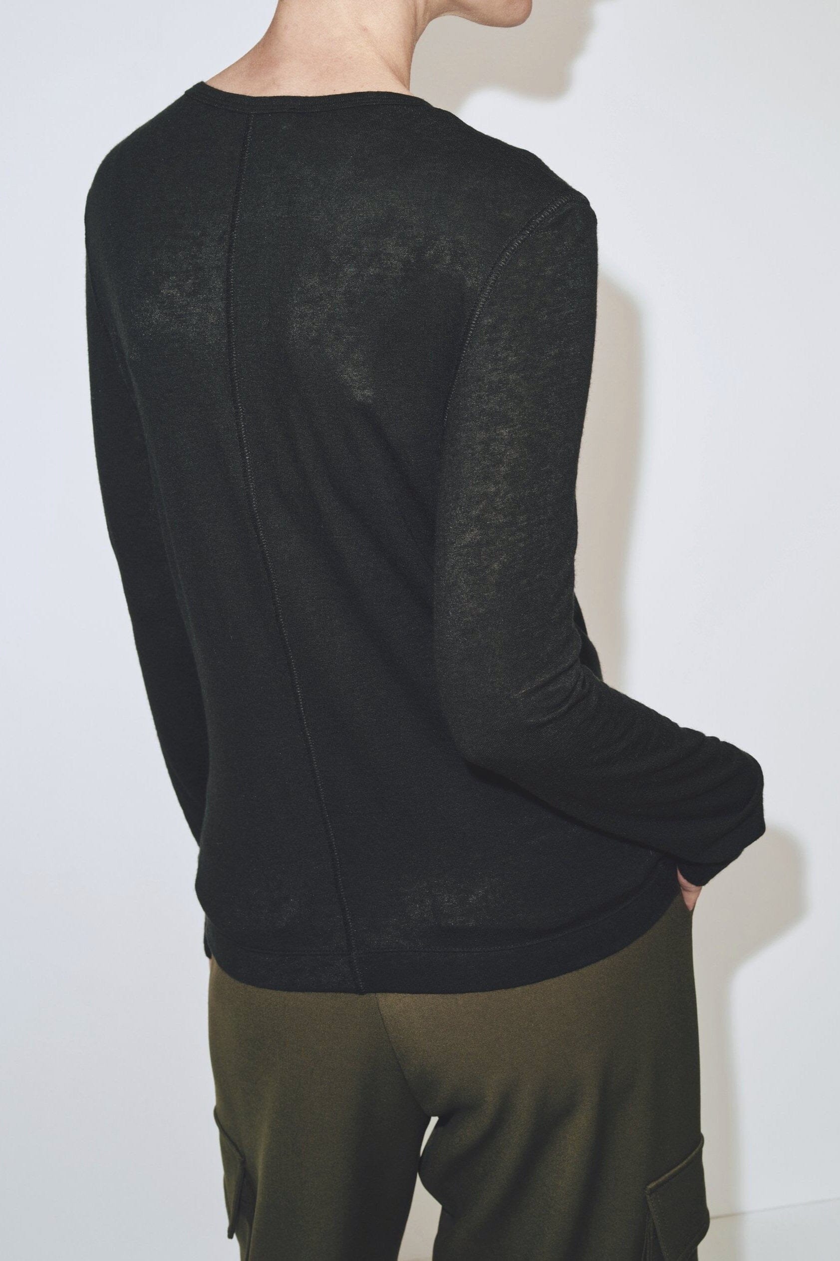 Mijeong Park | Wool Tencel Crewneck In Black - SHOP YUCCA Shirts & Tops MIJEONG PARK - YUCCA 