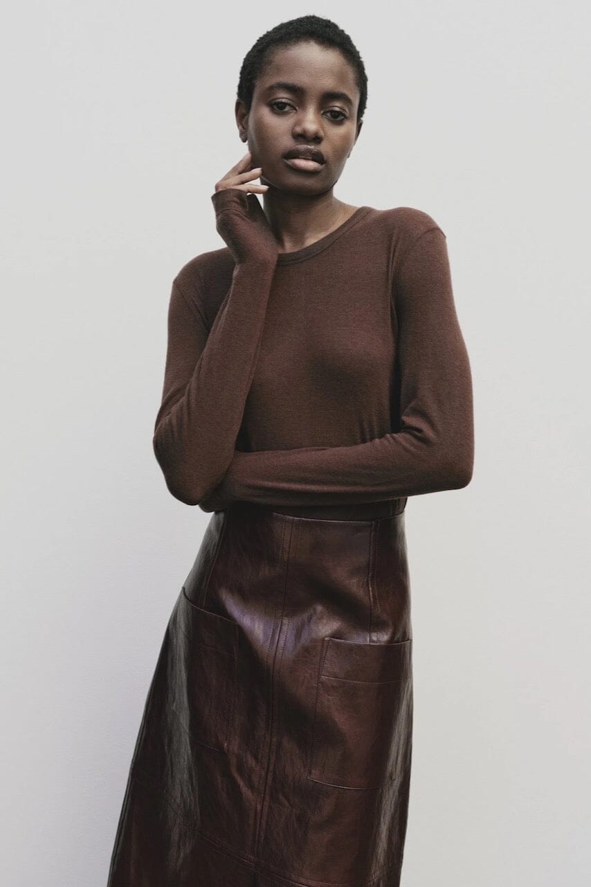 Mijeong Park - Wool Tencel Crewneck - Brown - Shirts & Tops - YUCCA, Yucca store Denver, women’s clothing boutique near me.