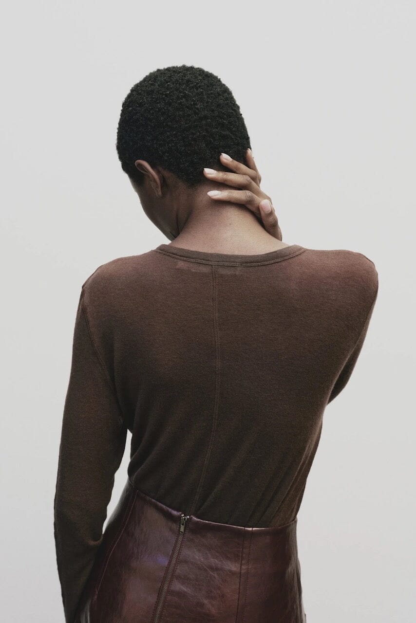 Mijeong Park - Wool Tencel Crewneck - Brown - Shirts & Tops - YUCCA, Yucca store Denver, women’s clothing boutique near me.