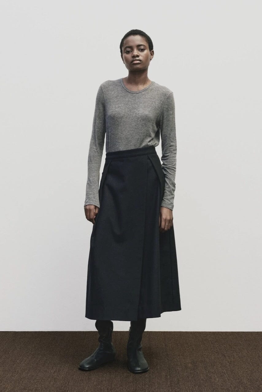 Mijeong Park - Wool Tencel Crewneck - Heather Gray - Shirts & Tops - YUCCA, boutiques near me, women’s high quality tops.