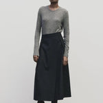 Heather gray slim fit wool Tencel crewneck sweater by Mijeong Park