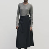 Heather gray slim fit wool Tencel crewneck sweater by Mijeong Park