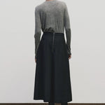 Heather gray slim fit wool Tencel crewneck sweater by Mijeong Park