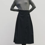 Heather gray slim fit wool Tencel crewneck sweater by Mijeong Park