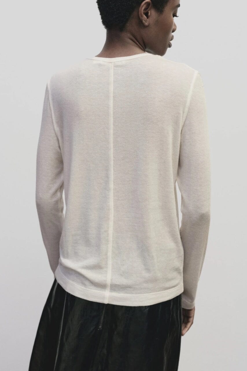 Mijeong Park - Wool Tencel Crewneck - Ivory - Shirts & Tops - YUCCA, high quality capsule wardrobe, boutiques near me.