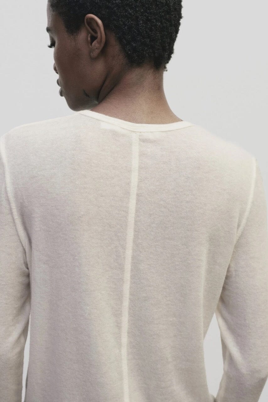 Mijeong Park - Wool Tencel Crewneck - Ivory - Shirts & Tops - YUCCA, high quality capsule wardrobe, boutiques near me.