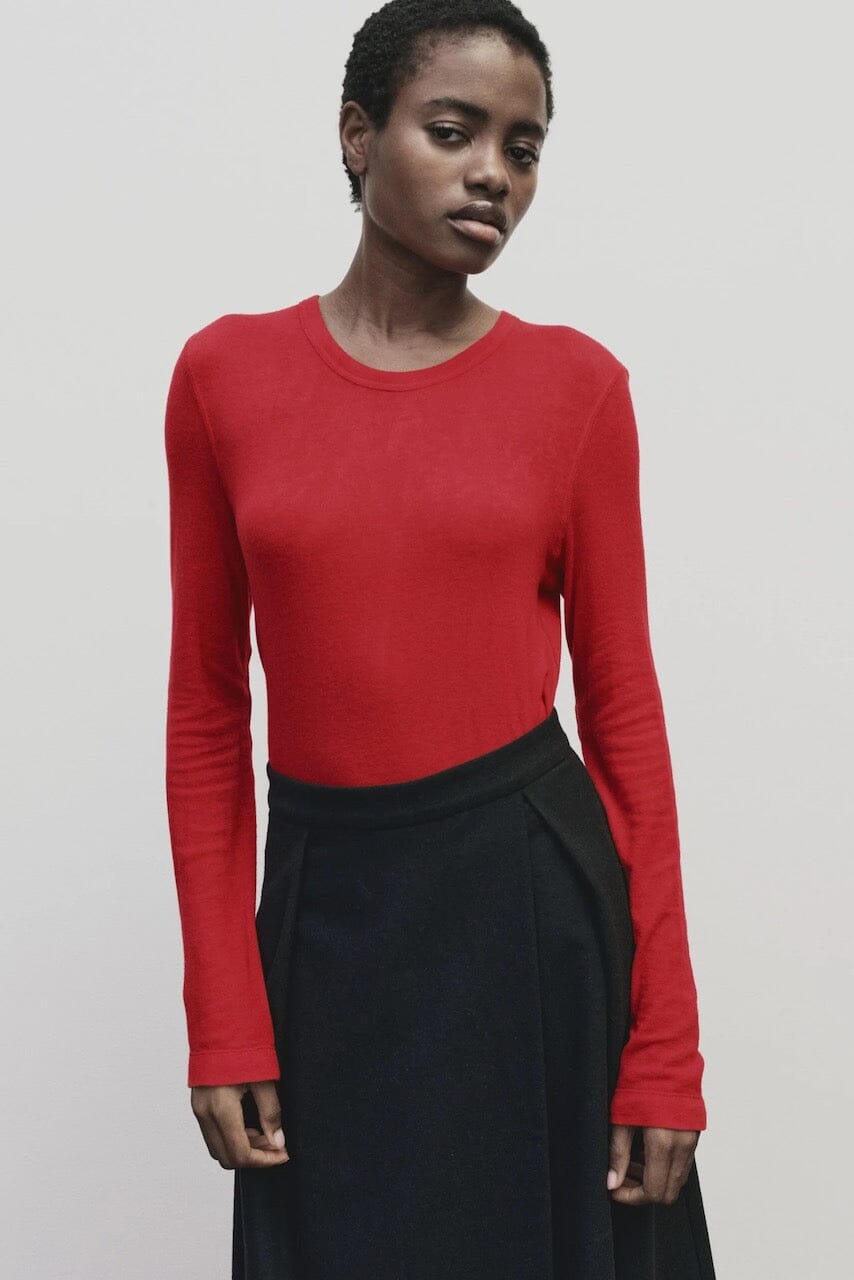 Mijeong Park | Wool Tencel Crewneck In Red - SHOP YUCCA Shirts & Tops MIJEONG PARK - YUCCA 