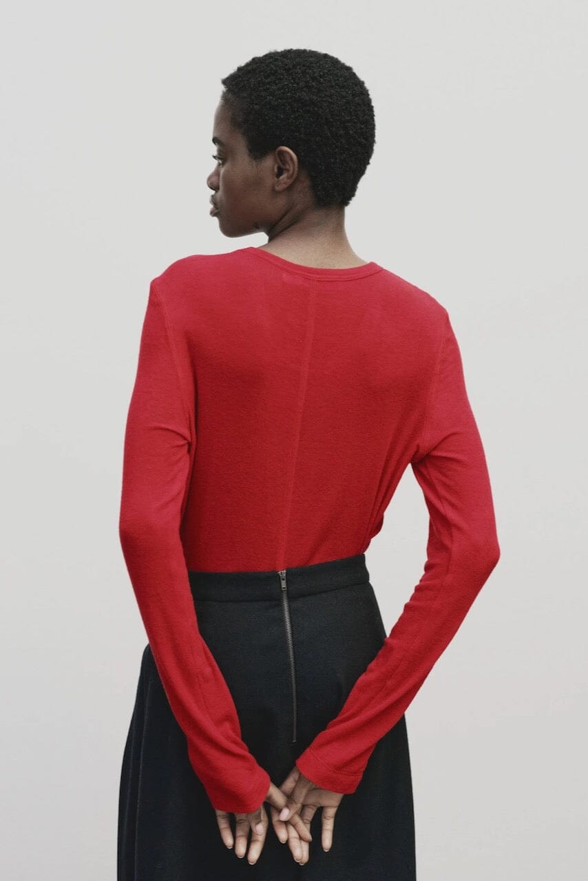 Mijeong Park | Wool Tencel Crewneck In Red - SHOP YUCCA Shirts & Tops MIJEONG PARK - YUCCA 