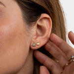 Earrings, YUCCA - amazonite mini stud earrings with gold plating and sterling silver posts, subtle gemstone jewelry.