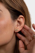 Earrings, YUCCA - amazonite mini stud earrings with gold plating and sterling silver posts, subtle gemstone jewelry.