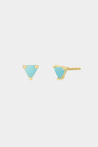 Earrings, YUCCA - amazonite mini stud earrings with gold plating and sterling silver posts, subtle gemstone jewelry.