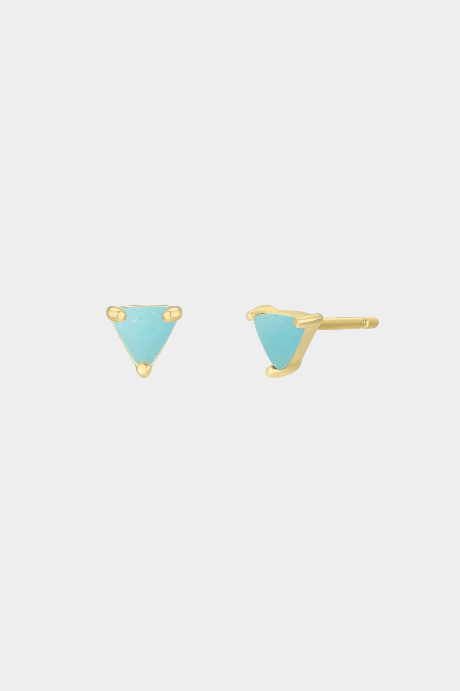 Earrings, YUCCA - amazonite mini stud earrings with gold plating and sterling silver posts, subtle gemstone jewelry.