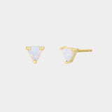 Earrings - YUCCA, white opal mini stud earrings with gold plating and sterling silver posts, minimalist everyday jewelry.