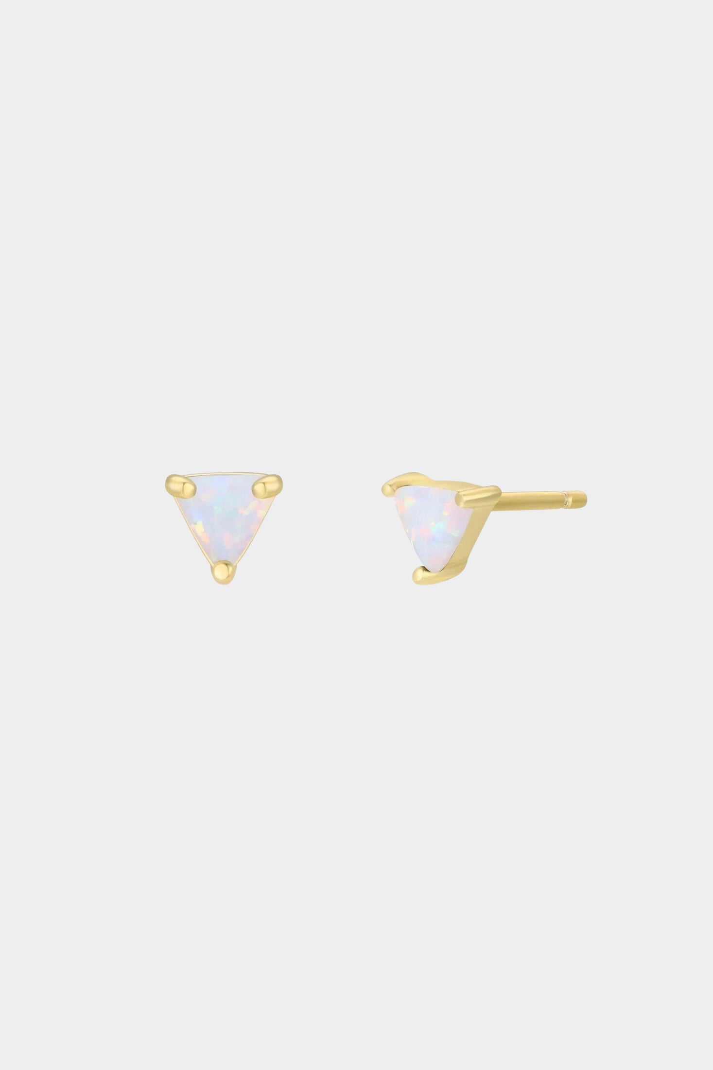 Earrings - YUCCA, white opal mini stud earrings with gold plating and sterling silver posts, minimalist everyday jewelry.