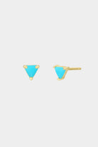 Earrings, YUCCA - turquoise mini stud earrings with gold plating and sterling silver posts, minimalist stud earrings.