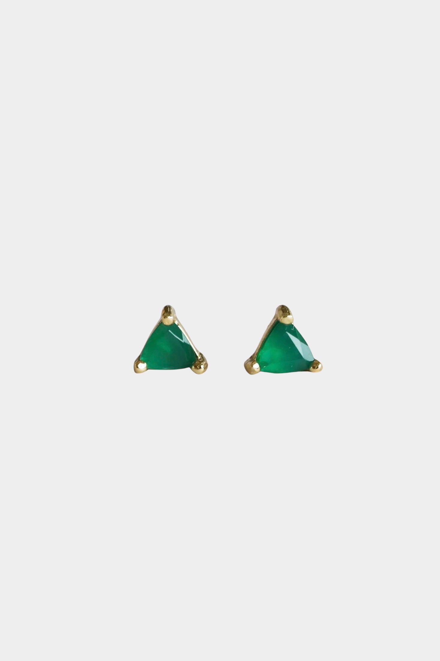 Earrings - YUCCA - green onyx mini stud earrings with gold plating and sterling silver posts, modern everyday studs.