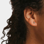 Earrings - YUCCA - green onyx mini stud earrings with gold plating and sterling silver posts, modern everyday studs.