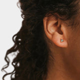 Earrings - YUCCA - green onyx mini stud earrings with gold plating and sterling silver posts, modern everyday studs.