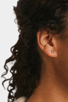 Earrings - YUCCA - green onyx mini stud earrings with gold plating and sterling silver posts, modern everyday studs.