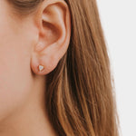 Earrings, YUCCA - mother of pearl mini stud earrings with gold plating and sterling silver posts, understated jewelry.