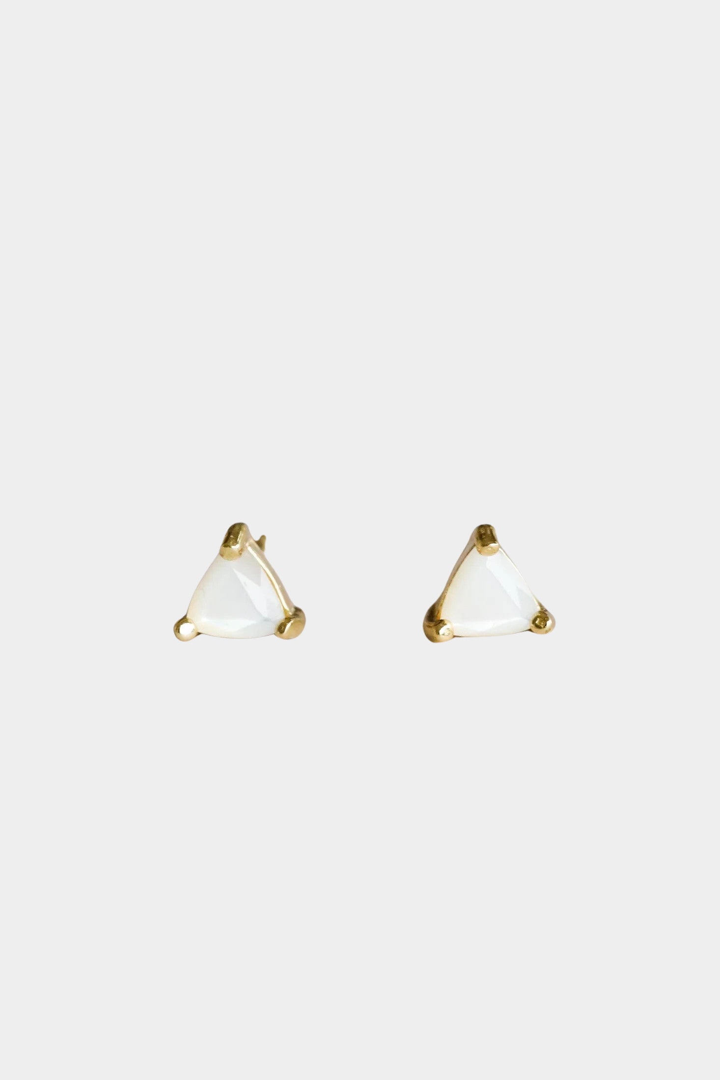 Earrings, YUCCA - mother of pearl mini stud earrings with gold plating and sterling silver posts, understated jewelry.