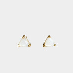 Earrings, YUCCA - mother of pearl mini stud earrings with gold plating and sterling silver posts, understated jewelry.