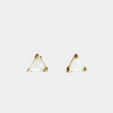 Earrings, YUCCA - mother of pearl mini stud earrings with gold plating and sterling silver posts, understated jewelry.