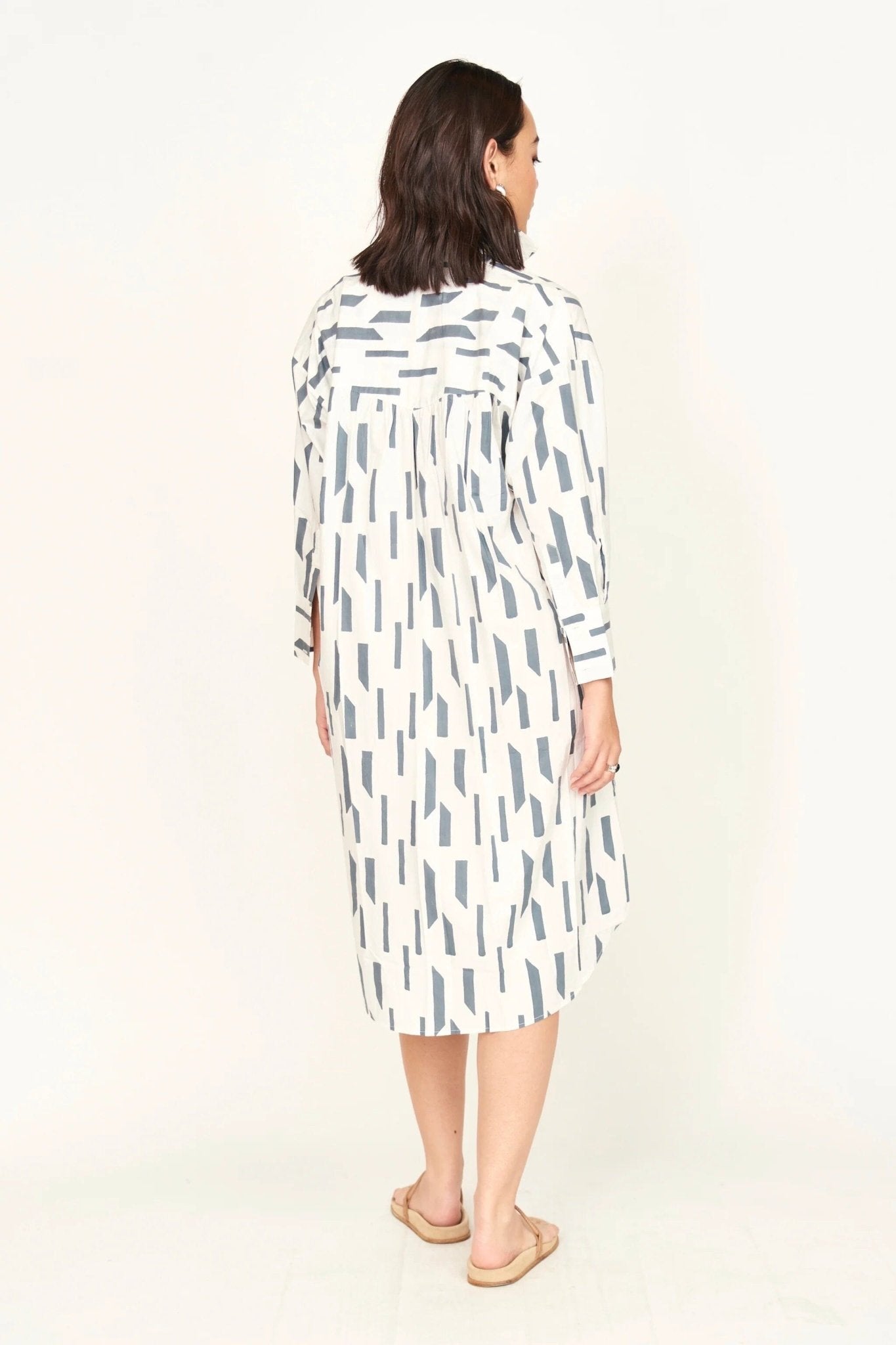 Mirth | Kyoto House Dress In White Rainfall - SHOP YUCCA Dress MIRTH - YUCCA, Women’s clothing store Denver, boutique stores near me, capsule wardrobe, women’s elevated basics, casual dresses Denver.