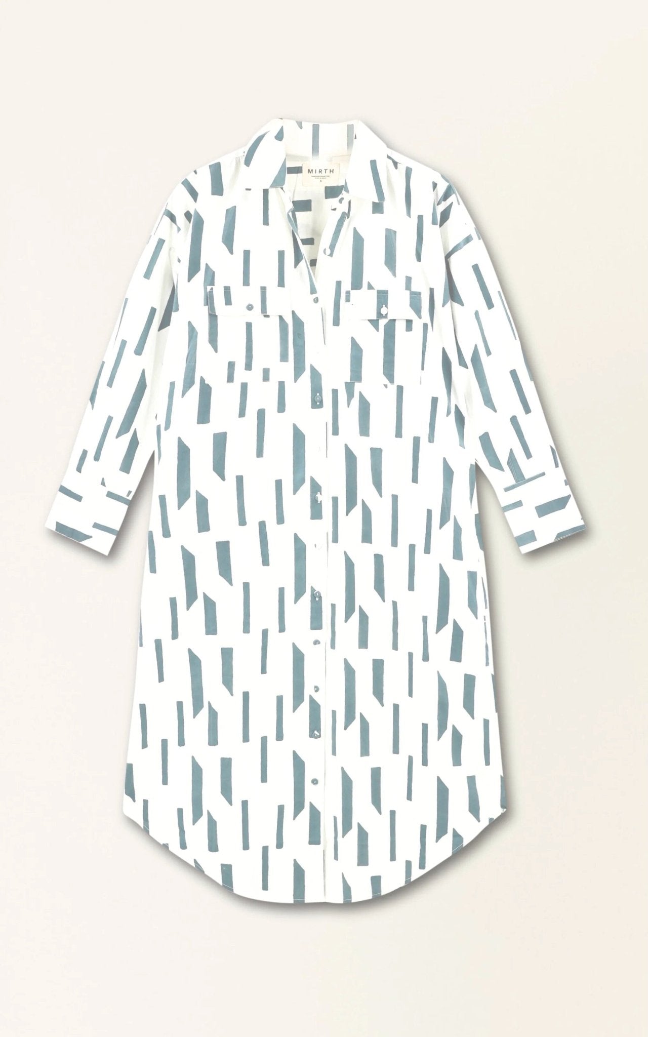 Mirth | Kyoto House Dress In White Rainfall - SHOP YUCCA Dress MIRTH - YUCCA, Women’s clothing store Denver, boutique stores near me, capsule wardrobe, women’s elevated basics, casual dresses Denver.