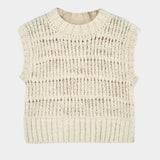 Marin Ladderstitch Knit Vest, Cream
