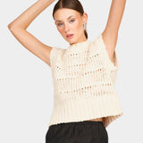 Marin Ladderstitch Knit Vest, Cream