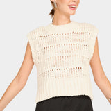 Marin Ladderstitch Knit Vest, Cream
