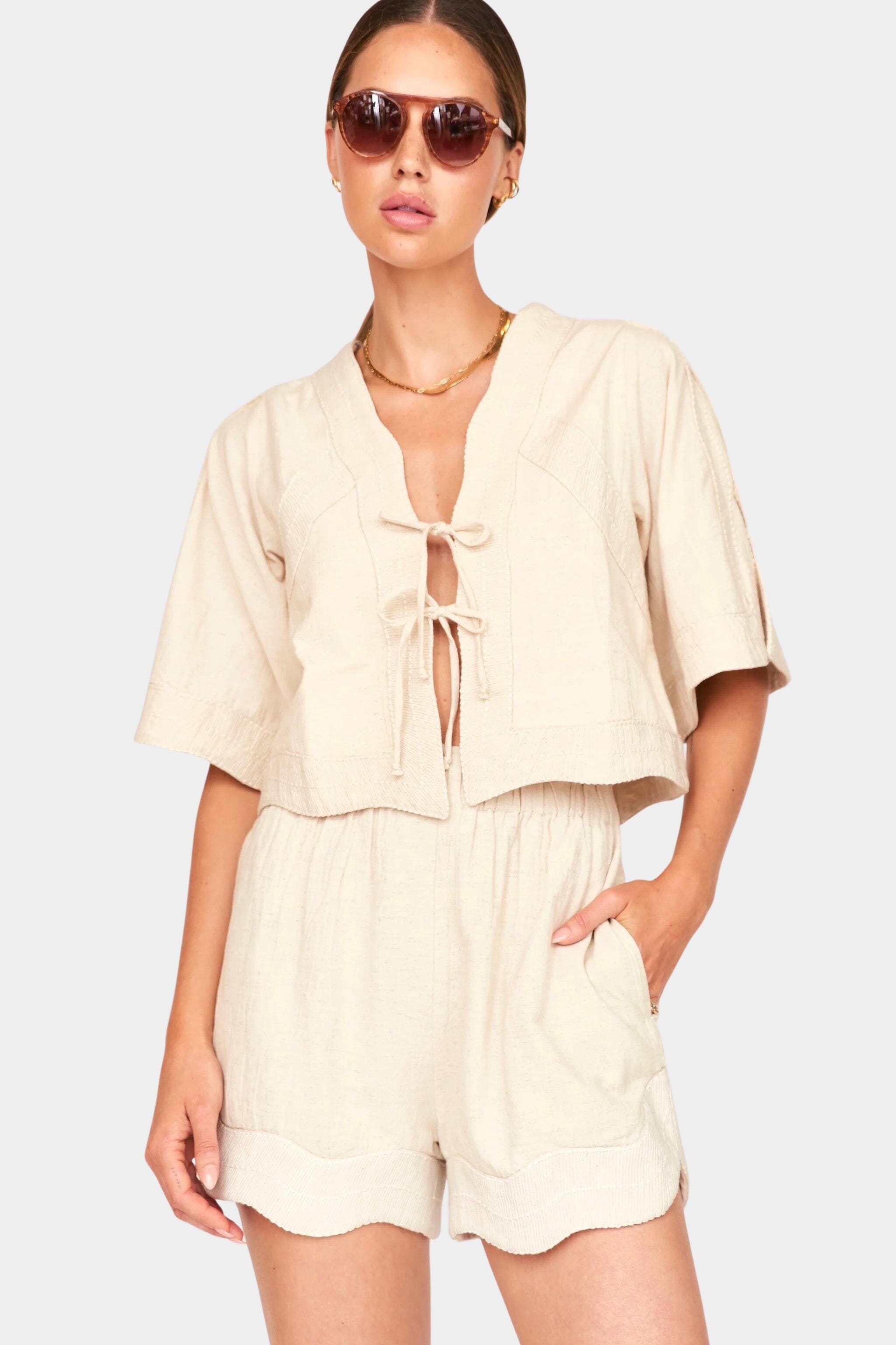 Mirth | Seychelles Top In Oat Fossil - SHOP YUCCA Shirts & Tops MIRTH - YUCCA 