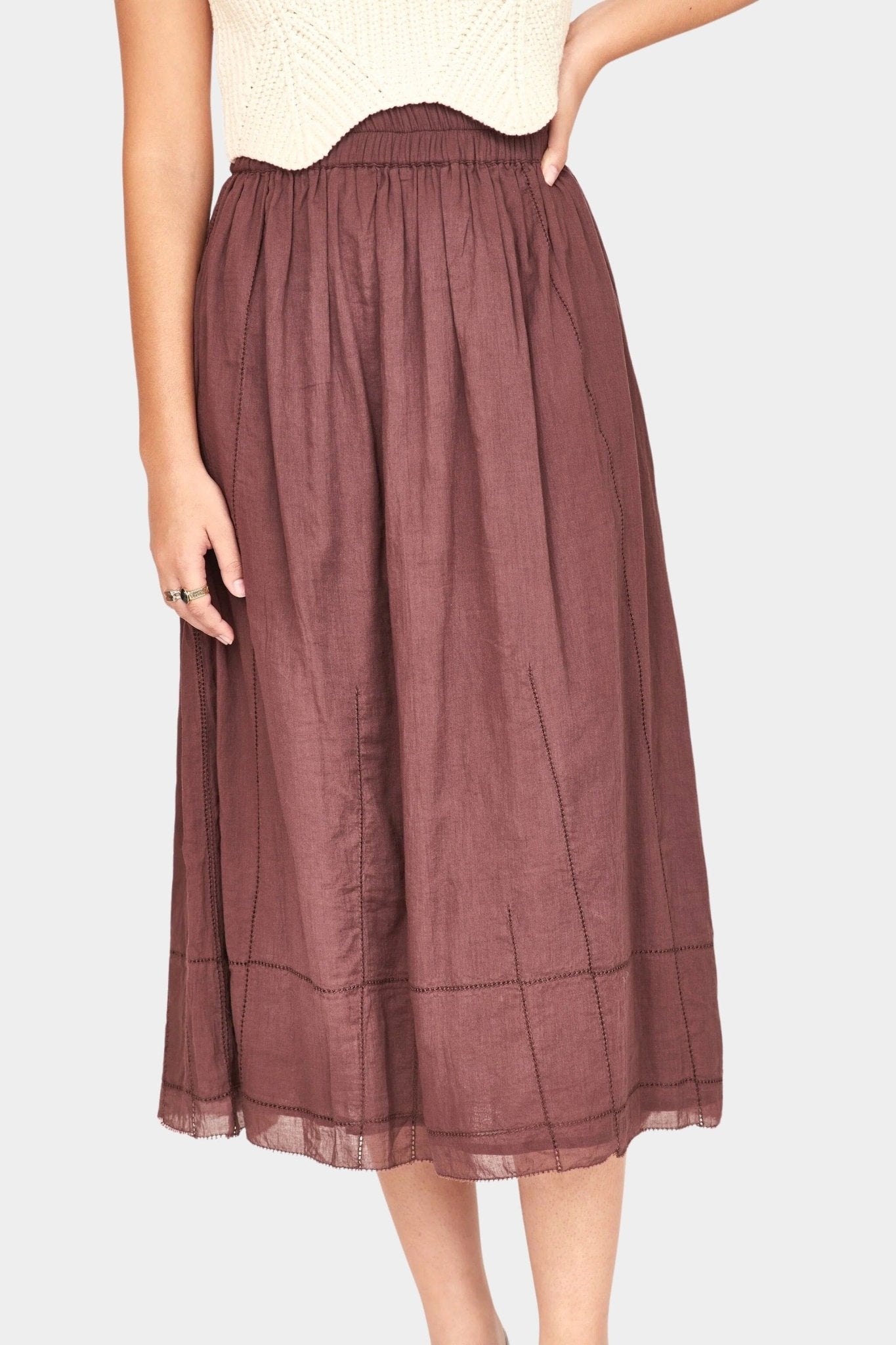 Mirth | Verona Skirt In Grappa - SHOP YUCCA Skirts MIRTH - YUCCA, Women’s clothing store Denver, women’s clothing website, women’s elevated skirts, clothing boutiques near me.