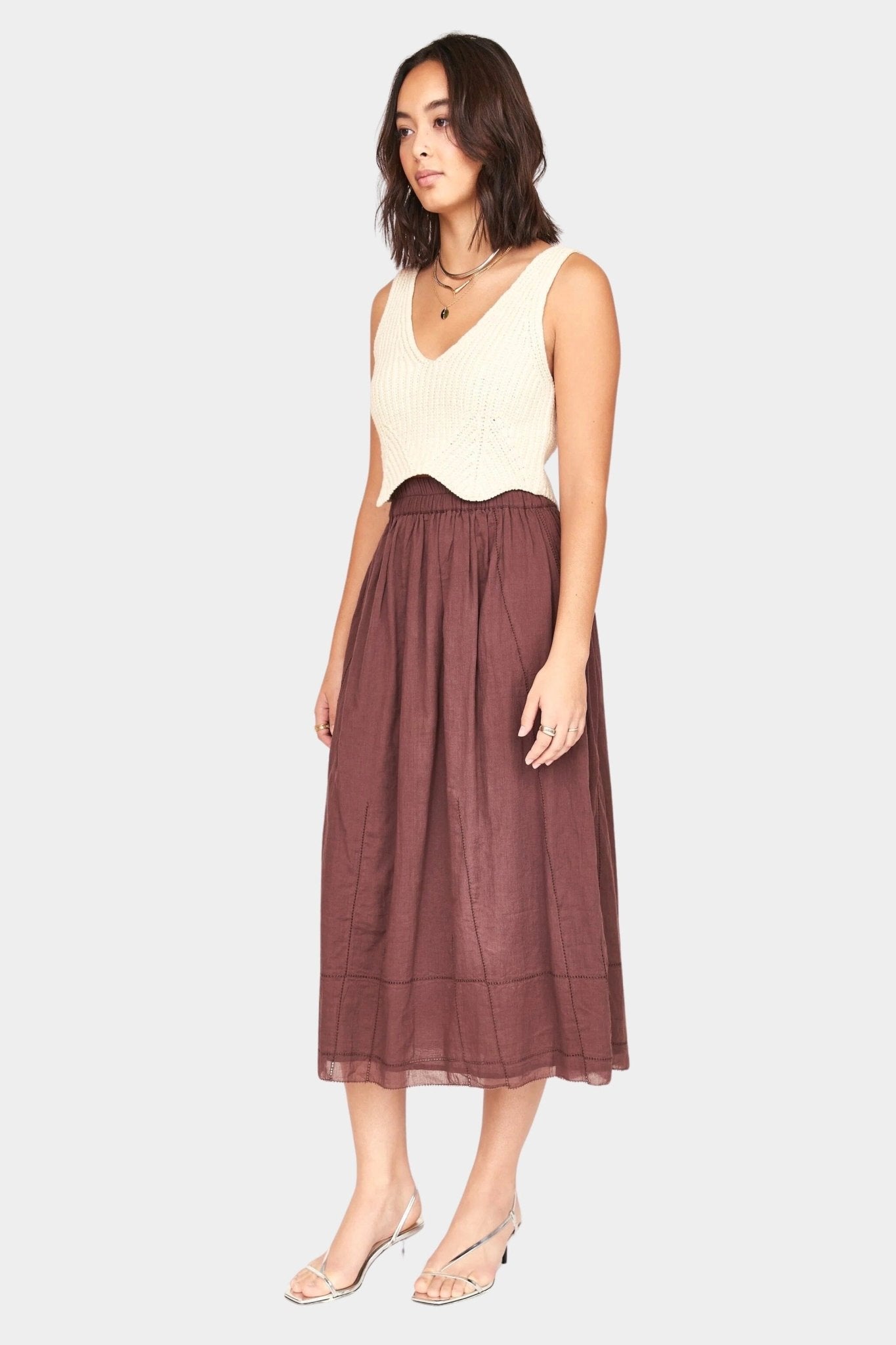 Mirth | Verona Skirt In Grappa - SHOP YUCCA Skirts MIRTH - YUCCA, Women’s clothing store Denver, women’s clothing website, women’s elevated skirts, clothing boutiques near me.