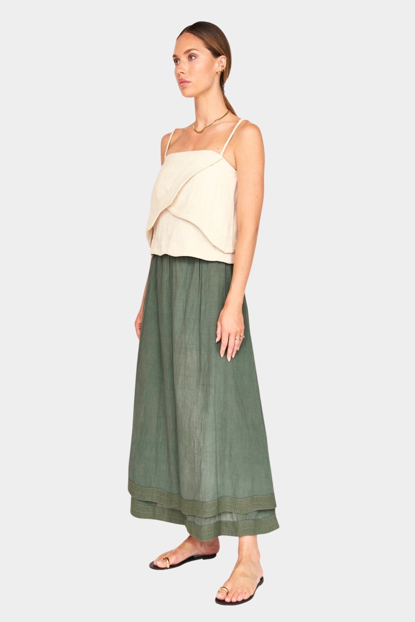 Mirth | Verona Skirt In Verde Fossil - SHOP YUCCA Skirts MIRTH - YUCCA, Women’s clothing store Denver, women’s clothing website, women’s elevated skirts, clothing boutiques near me.