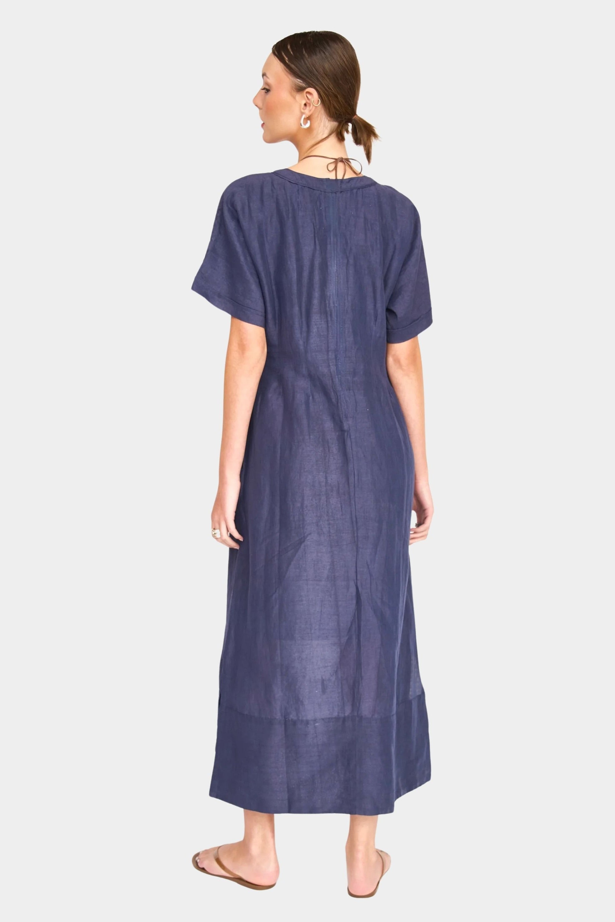 cotton midi dress back view relaxed fit ankle length shop yucca denver