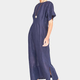 cotton midi dress angled view relaxed drape everyday wear shop yucca denver
