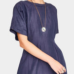 cotton midi dress neckline detail short sleeve breathable fabric shop yucca denver