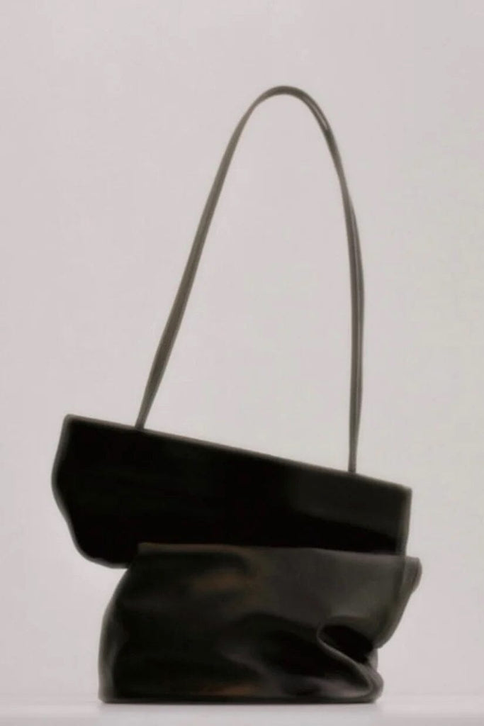 Drape Oval Bucket Bag - Black