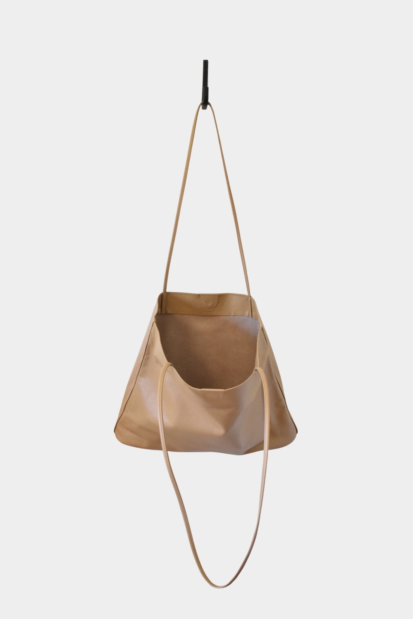 Modern Weaving - Narrow Oval Relaxed Tote - Camel - Handbags - YUCCA, women’s high quality bags, minimalist leather bags.