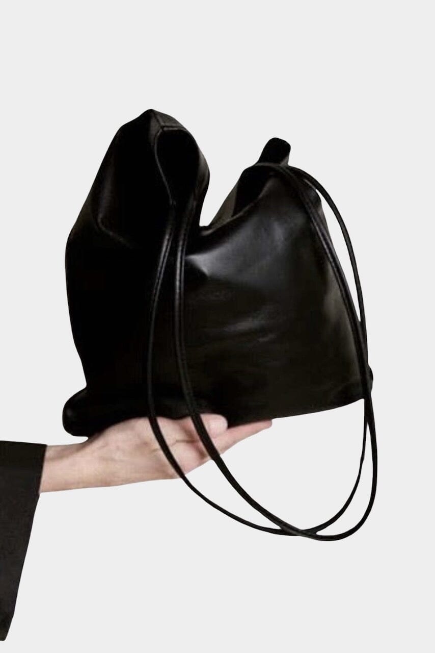 Modern Weaving - Slim Elongated Tote - Black - Handbags - YUCCA, women’s high quality bags, minimalist leather bags.