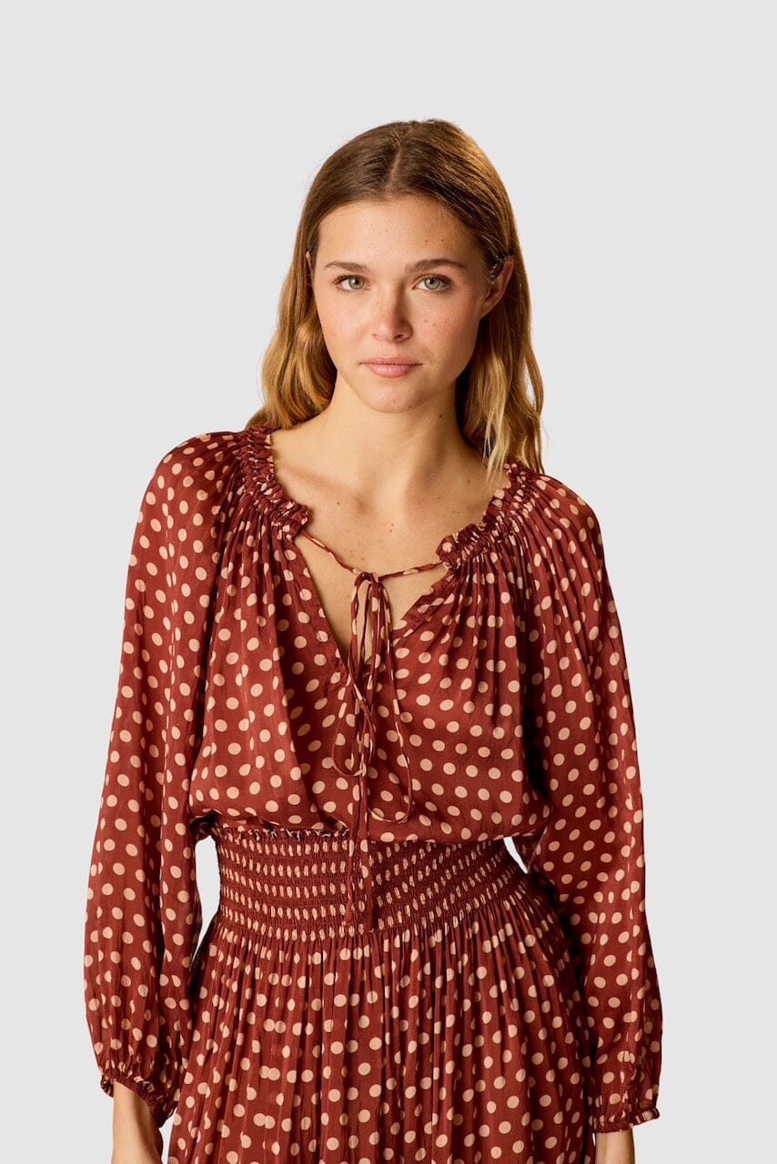 Natalie Martin | Ashley Top In Polkadot Cappuccino - SHOP YUCCA Shirts & Tops NATALIE MARTIN - YUCCA 