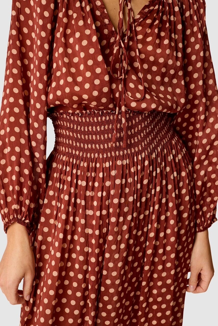 Natalie Martin - Ashley Top - Polkadot Cappuccino - Shirts & Tops - YUCCA, Boutiques Denver, stylish tops for women.