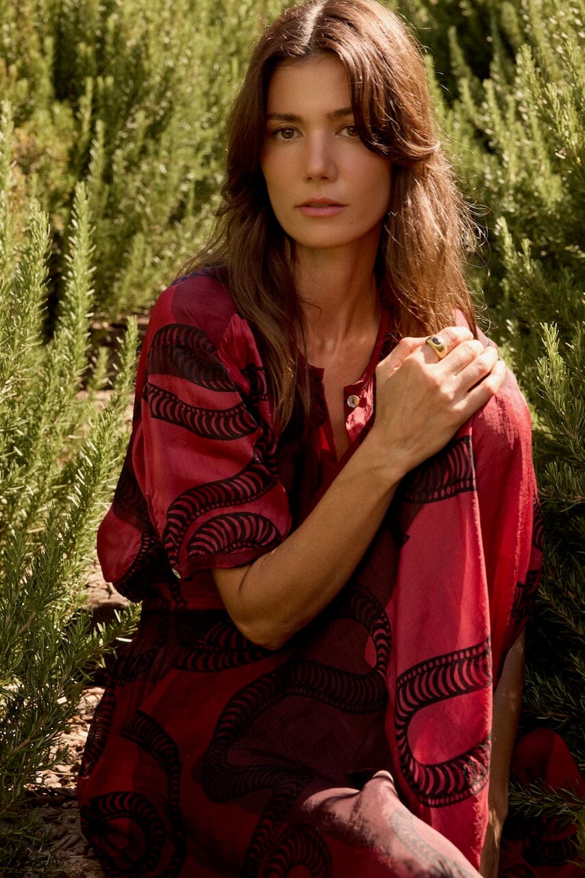 Natalie Martin - Bella Skirt - Ament Snake Oxblood - Skirts - YUCCA, women’s elevated skirts, clothing boutiques near me.