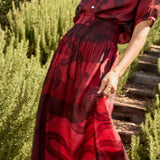Natalie Martin - Bella Skirt - Ament Snake Oxblood - Skirts - YUCCA, women’s elevated skirts, clothing boutiques near me.