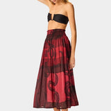 Natalie Martin - Bella Skirt - Ament Snake Oxblood - Skirts - YUCCA, women’s elevated skirts, clothing boutiques near me.
