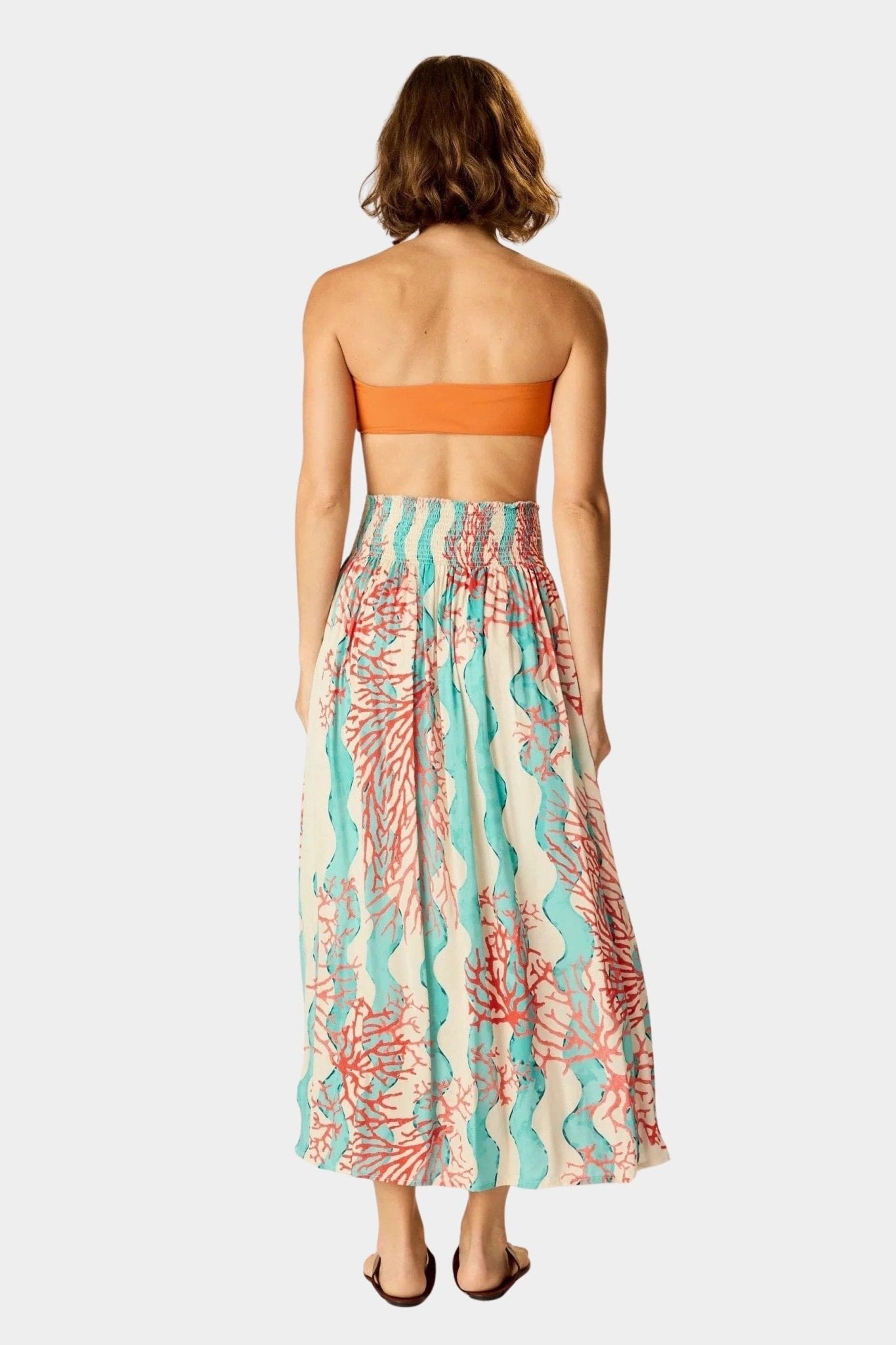 Natalie Martin | Bella Skirt In Coral Wave Turquoise - SHOP YUCCA Skirts NATALIE MARTIN - YUCCA, Women’s clothing store Denver, women’s clothing website, women’s elevated skirts, clothing boutiques near me.
